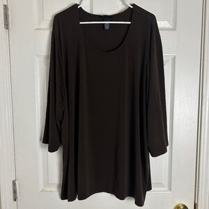 Maggie Barnes Brown Slinky Fall Stretchy Quarter Sleeve Blouse Women Size 4X